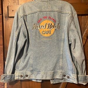 Hard Rock Cafe Lee Jean Jacket Chicago Size Small Blue Denim